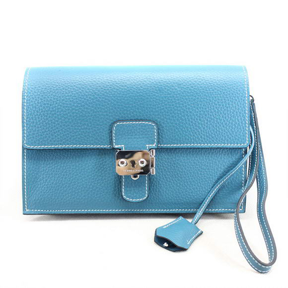 H669 Hermes Jet Pochette Pochette in pelle Clemence Blu